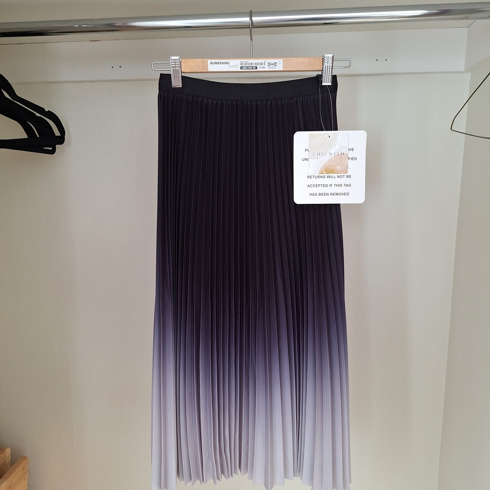 Black To Light Gray Ombre Midi Skirt